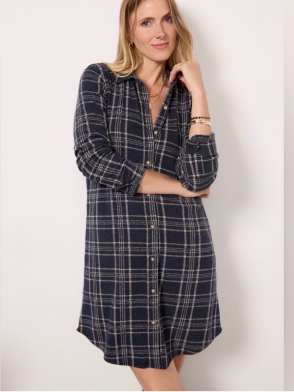 Faherty Women’s Button Down Plaid Legend Sweater Dress